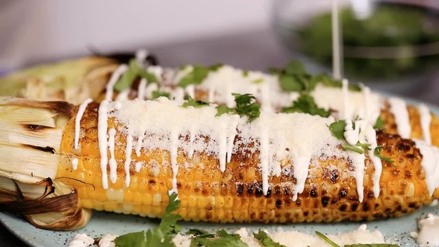 Step by step. Making Mexican corn on the cob Elote