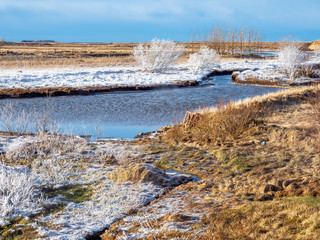 Scene in Deildartunguhver hot spring, Iceland