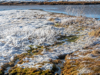 Scene in Deildartunguhver hot spring, Iceland