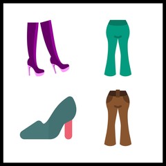 4 leg icon. Vector illustration leg set. pants and boot icons for leg works