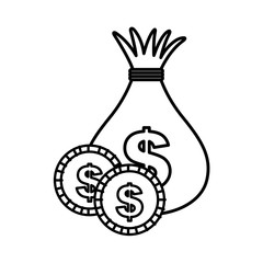 money bag dollar coins isolated image