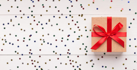 Christmas craft gift box on white background