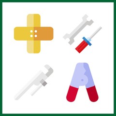 fix icon. mechanics and band aid vector icons in fix set. Use this illustration for fix works.