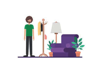 young man on the livingroom