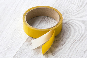 Transparent adhesive tape on white background