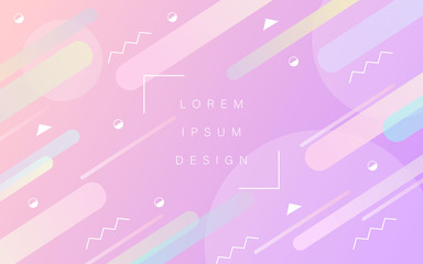 Pink blue violet geometric background with triangle,circle,zigzag,cylindrical shape