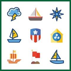 wind icon. sail boat and usa vector icons in wind set. Use this illustration for wind works.