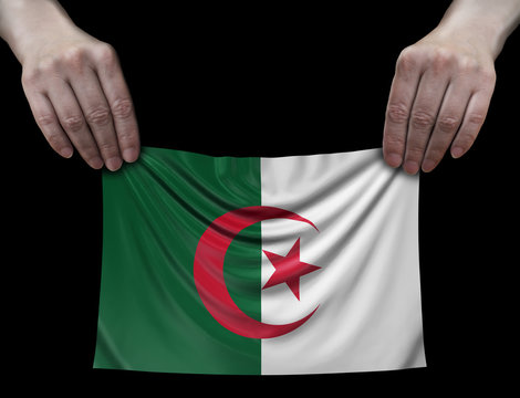 Algerian flag in hands