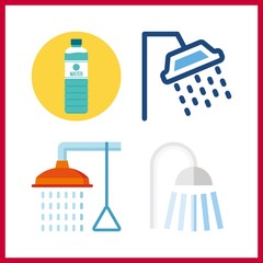 wash vector icons set. water, bathing and shower in this set.