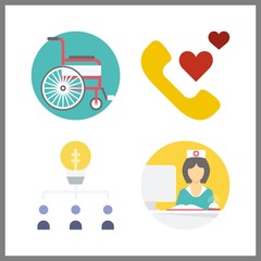 support icon. nurse and wheelchair vector icons in support set. Use this illustration for support works.
