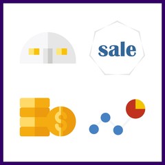 4 stock icon. Vector illustration stock set. coins and line chart icons for stock works
