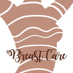 Health concept. Woman Breast Cancer Awareness. Female Flat Vector Illustration Body. Breast Cancer October Awareness Month Campaign Background with ribbon symbol