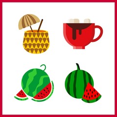 slice icon. chocolate and watermelon vector icons in slice set. Use this illustration for slice works.