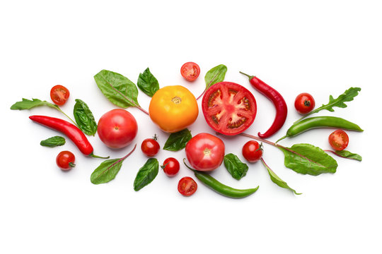 Naklejki Creative vegetables art composition on white background