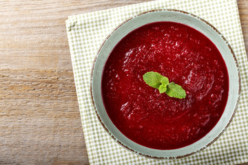 gazpacho tomato soup in a plate