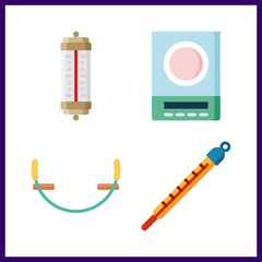 measurement icon. seesaw and thermometer vector icons in measurement set. Use this illustration for measurement works.