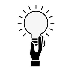 hand holding bulb idea creativity symbol