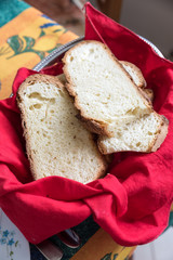 Slices of Apulian bread from Italy