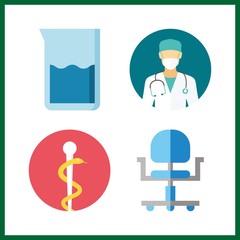 medicine icon. surgeon and wheel chair vector icons in medicine set. Use this illustration for medicine works.