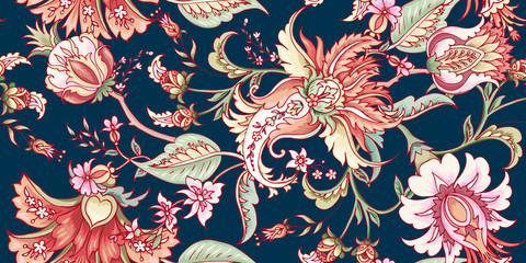  Tropical fantasy floral seamless pattern  
