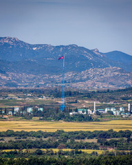 North Korean Flag flies over the DMZ