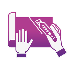 graphic designer hands cutting a paper