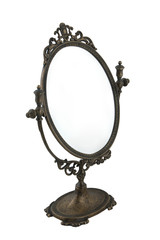 Antique table mirror in bronze frame.