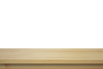 Empty top wood table isolated on white background used for display or montage your products