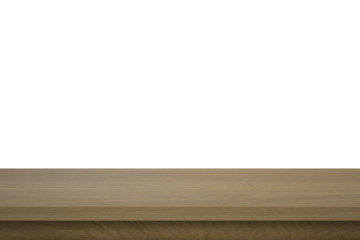 Empty top wood table isolated on white background used for display or montage your products