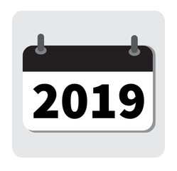 calendar icon 2019. New year 2019. 2019 icon for your web site design, logo, app, UI. flat style.