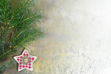 Christmas background with Christmas star ornament and copy space