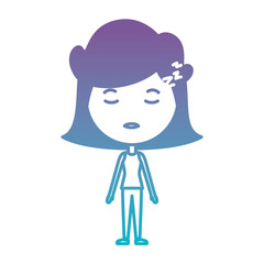 cartoon woman asleep kawaii character