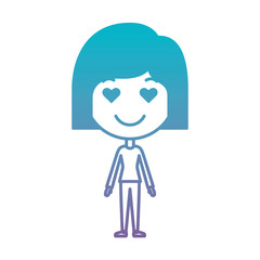 cartoon woman in love kawaii character