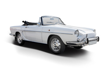 Classic cabrio car side view isolated on white
