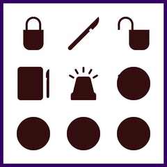 emergency icons set. assistant, lightning, arrest and help graphic works