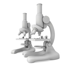 Microscope Biology School Laboratory Equipment. Science Education Symbol. 3d render isolated on white