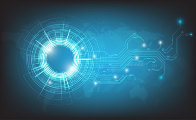 digital business , vector tech circle and technology background.