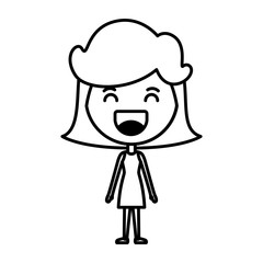 cartoon woman happy kawaii character