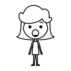 cartoon woman surprised kawaii character