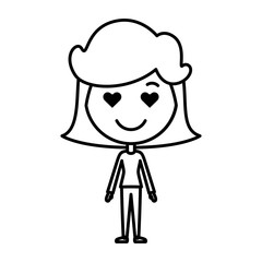 cartoon woman in love kawaii character