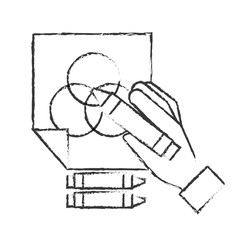 hand holding color crayon drawn on paper