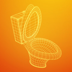 Toilet bowl wireframe low poly mesh vector illustration