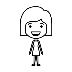 cartoon woman happy kawaii character
