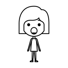 cartoon woman surprised kawaii character