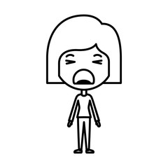 cartoon woman furious kawaii character