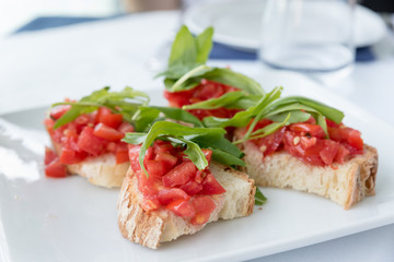 Bruschetta with tomato and basil