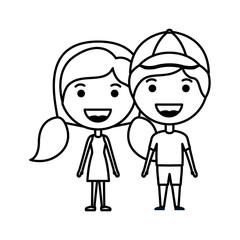 Fototapeta na wymiar cartoon happy couple kawaii characters