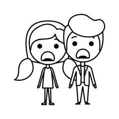 cartoon angry couple kawaii characters