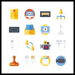 media vector icons set. network, video camera, networking and paper work in this set.