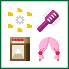 4 nobody icon. Vector illustration nobody set. wedding arch and hairbrush icons for nobody works